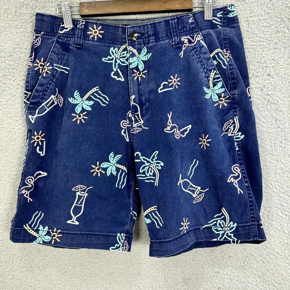 Denali Shorts Mens 32 Blue Chino Stretch sun palm trees beach resort‎ vacation - Picture 1 of 8